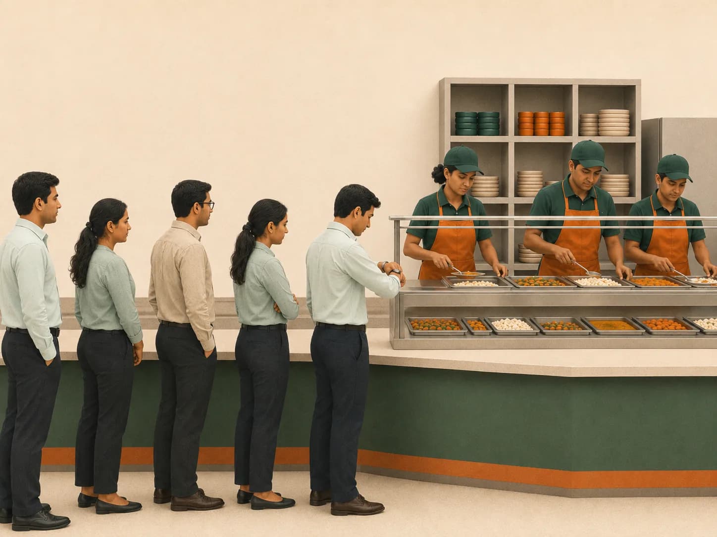 Employee queue building again at the same counter