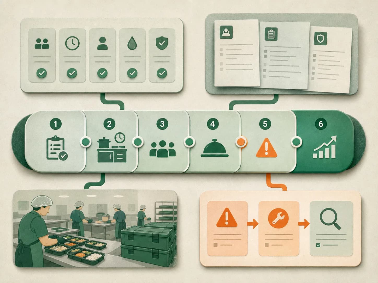 Six-stage operating evidence framework