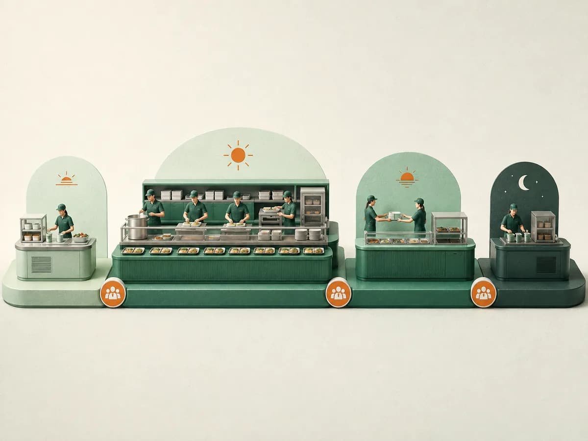 Multi-shift food programs illustration